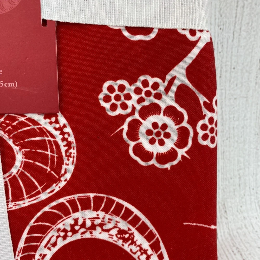 Year of the Snake 2025 Tablecloth Oblong 60x120 Red White Floral Lunar New Year